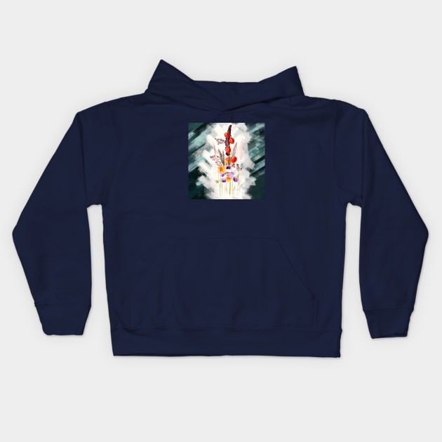 abstraction with dried flowers Kids Hoodie by Zjuka_draw